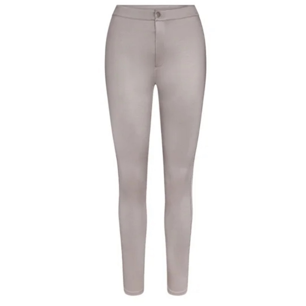 NWT Skims Disco Pants Small Silver High Rise Skinny Micro Ribbed Slim Stretchy